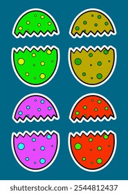 Dinosaur Egg Cartoon Doodle Sticker Illustration