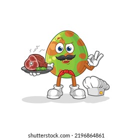 the dinosaur egg chef with meat mascot. cartoon vector