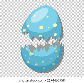 Dinosaur egg cracked in cartoon style illustration