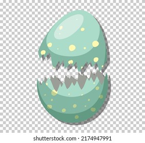 Dinosaur egg cracked in cartoon style illustration