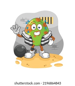 the dinosaur egg criminal in jail. cartoon character