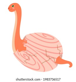 Dinosaur egg. Cute prehistoric animal. Little dinosaur's birthday. Bright children's print. Vector illustration on a white background