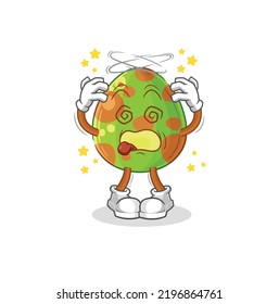 the dinosaur egg dizzy head mascot. cartoon vector