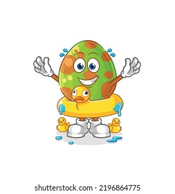 the dinosaur egg with duck buoy cartoon. cartoon mascot vector