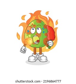 the dinosaur egg eat hot chilie mascot. cartoon vector