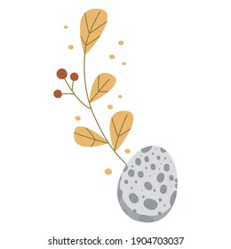 Dinosaur egg with flora elements. Vector illustration clipart.