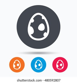 Dinosaur egg icon. Birth symbol. egg concept. Colored circle buttons with flat web icon. Vector