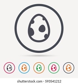 Dinosaur egg icon. Birth symbol. egg concept. Round circle buttons. Colored flat web icons. Vector