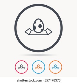 Dinosaur egg icon. Location map symbol. egg concept. Colored circle buttons with flat web icon. Vector