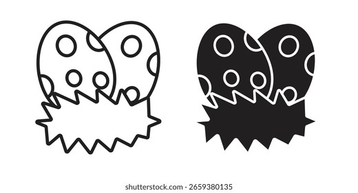Dinosaur egg icon set, line and black glyph style for food app website.