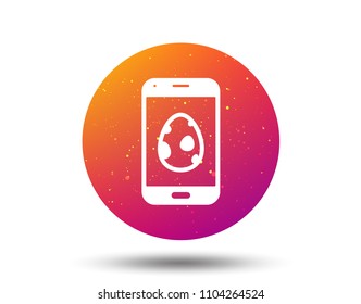 Dinosaur egg icon. Smartphone device symbol. Dino egg concept. Circle button with Soft color gradient background. Vector