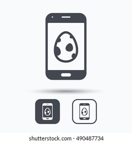 Dinosaur egg icon. Smartphone device symbol.