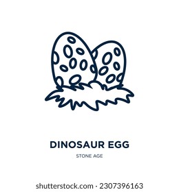 dinosaur egg icon from stone age collection. Thin linear dinosaur egg, dinosaur, egg outline icon isolated on white background. Line vector dinosaur egg sign, symbol for web and mobile