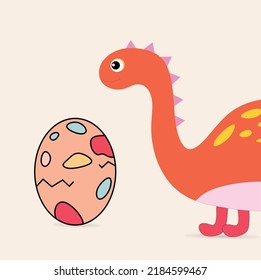 Dinosaur and Egg kids icon, editable vector illustration for decoration images and background