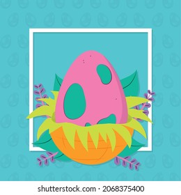 dinosaur egg in the nest illustration