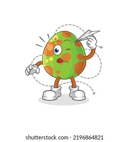 the dinosaur egg with paper plane character. cartoon mascot vector