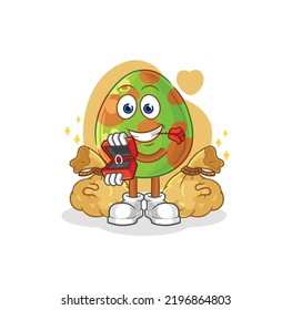 the dinosaur egg propose with ring. cartoon mascot vector