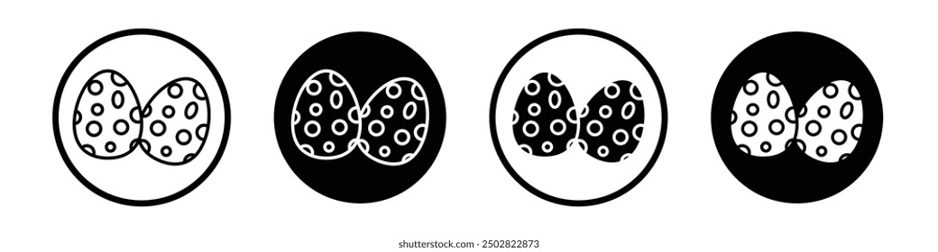 Dinosaur egg vector icon set black filled and outlined style.