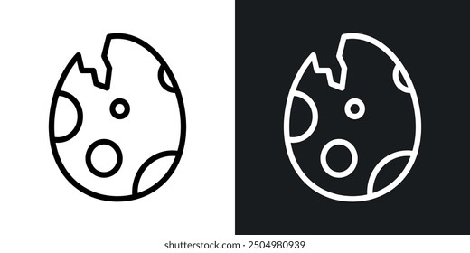 Dinosaur egg vector icon set black and white filled and outlined style.