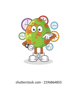 the dinosaur egg with wristwatch cartoon. cartoon mascot vector