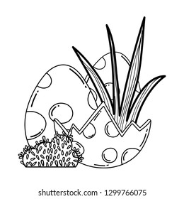 dinosaur eggs with bush scene