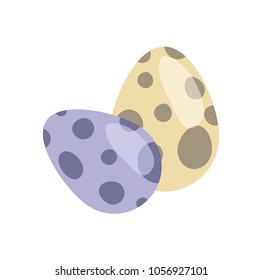 Dinosaur eggs collection, prehistoric creature, and offsprings generation, dinosaur eggs with dark dots, vector illustration, isolated on white