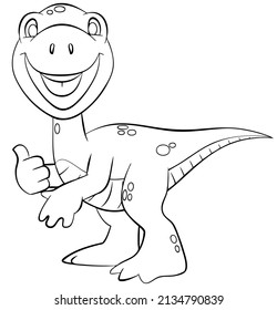 Dinosaur. Element for coloring page. Cartoon style.