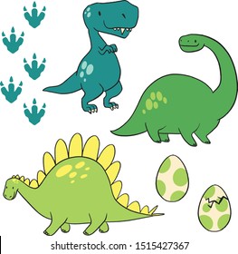 Dinosaur Elements Illustration Vector Cartoon