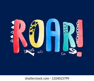 Dinosaur elements print design with slogan. Vector illustration design for fashion fabrics, textile graphics, prints.