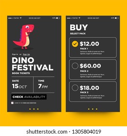 Dinosaur Event App Interface Design