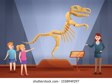 Dinosaur excursion museum concept banner. Cartoon illustration of dinosaur excursion museum vector concept banner for web design