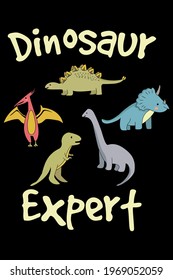 Dinosaur Expert.
Funny dinosaur Illustration.