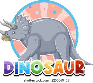 Dinosaur extinction animal cartoon character and text logo illustration