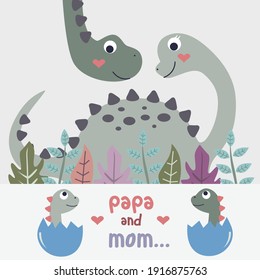 dinosaur family funny animal cartoon