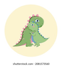 Dinosaur family mom and son