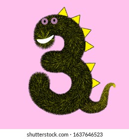 Dinosaur figure 3 (three) for designing birthday or dino party invitation, greeting card, sticker, banner, logo, icon, poster.