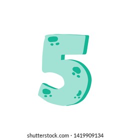Dinosaur figure 5 (five) for designing birthday or dino party invitation, greeting card, sticker, banner, logo, icon, poster. 