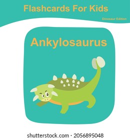 Dinosaur flashcard collections. Dinosaur educational printable flashcards. Vector poster for Preschool Education. 