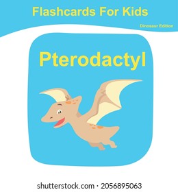 Dinosaur flashcard collections. Dinosaur educational printable flashcards. Vector poster for Preschool Education. 