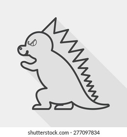 Dinosaur flat icon with long shadow, line icon