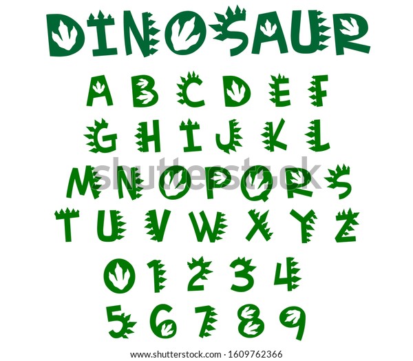 dinosaur font vector green letters and numbers of