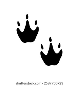 Dinosaur foot prints silhouette vector flat illustration design on white background.