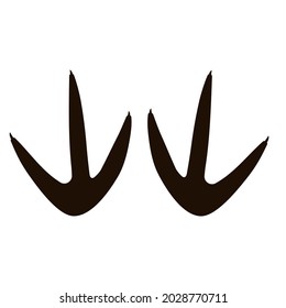 Dinosaur foot, reptile track silhouette in cartoon style isolated on white background. Symbol, model or stamp prehistoric huge monster. 