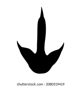 Dinosaur footprint. Black silhouette. Dinosaur paw print. Vector illustration isolated on white background.