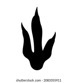 Dinosaur footprint. Black silhouette. Dinosaur paw print. Vector illustration isolated on white background.