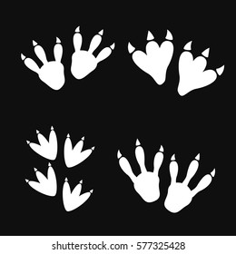 Dinosaur footprint black tracks vector set illustration. Dinosaur footprint vector