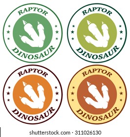 Dinosaur Footprint With Claws Circle Logo Design With Text. Vector Collection Set