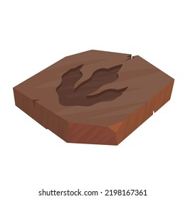 dinosaur footprint fossil flat vector illustration clipart isolated on white background