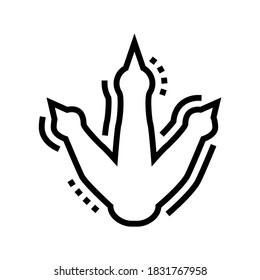 vector de icono de la línea de huella de dinosaurio. signo de huella de dinosaurio. símbolo de contorno aislado ilustración negra