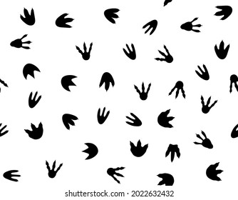 Dinosaur footprint pattern seamless print paw. Vector Jurassic animal track background footstep